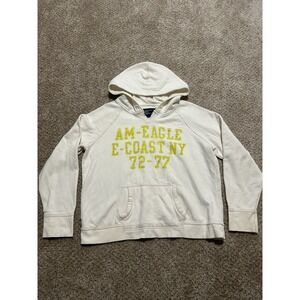 Vintage American Eagle Hoodie Womens XXL White AM Eagle E Coast Ny Pullover